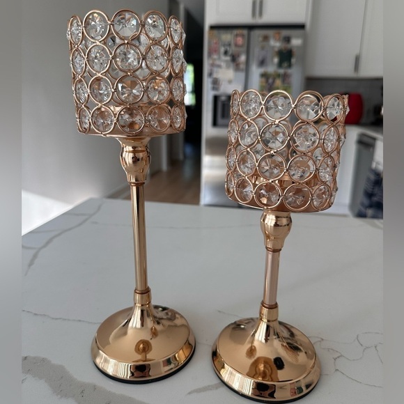 Other - Rose Gold Candlestick centerpieces candle holders - PAIR